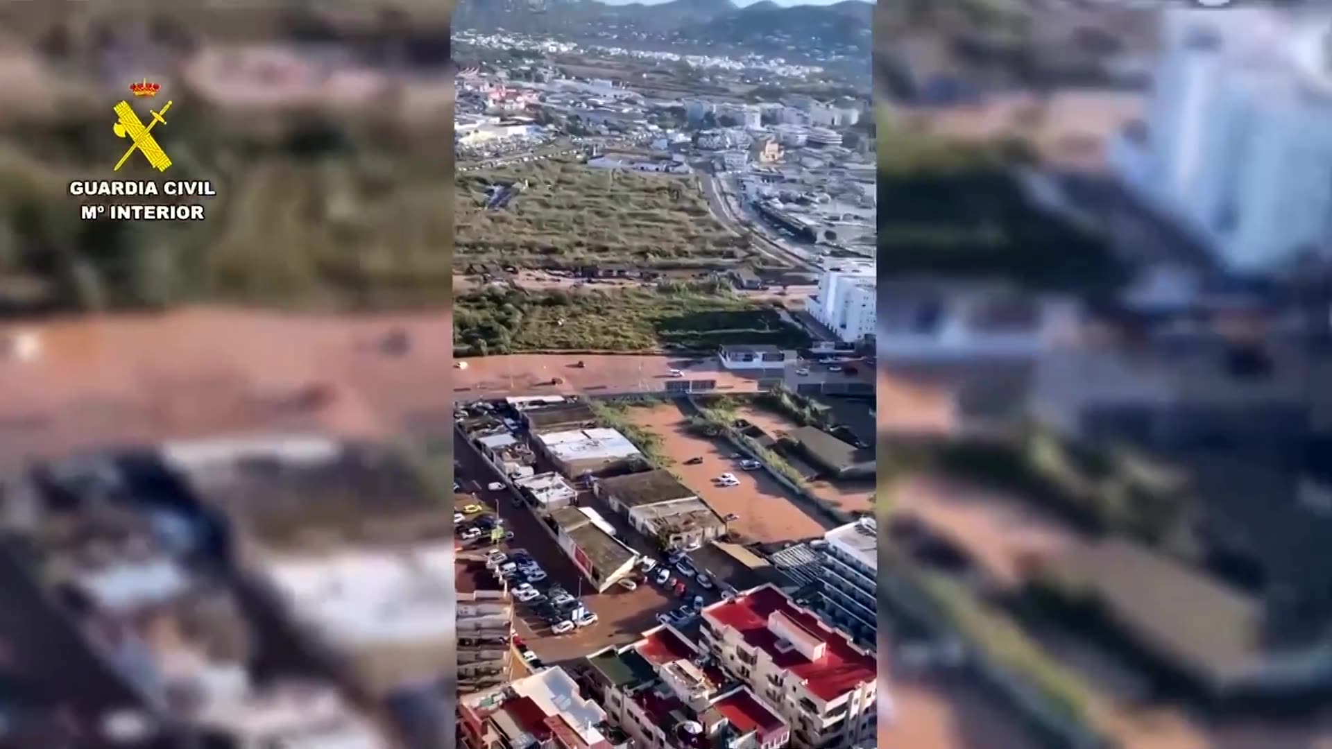 Aerial footage shows impact of record rainfall in Ibiza