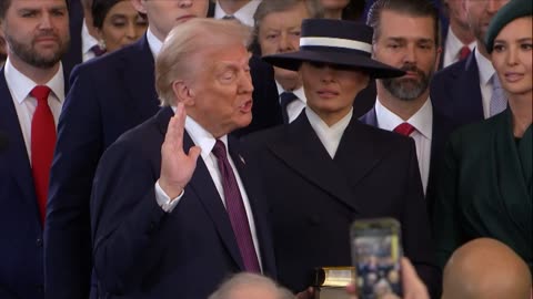 President Donald Trump takes the oath of office at his inauguration.