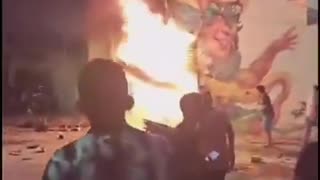 Several structures on fire, homes damaged after a motorcycle loaded with explosives