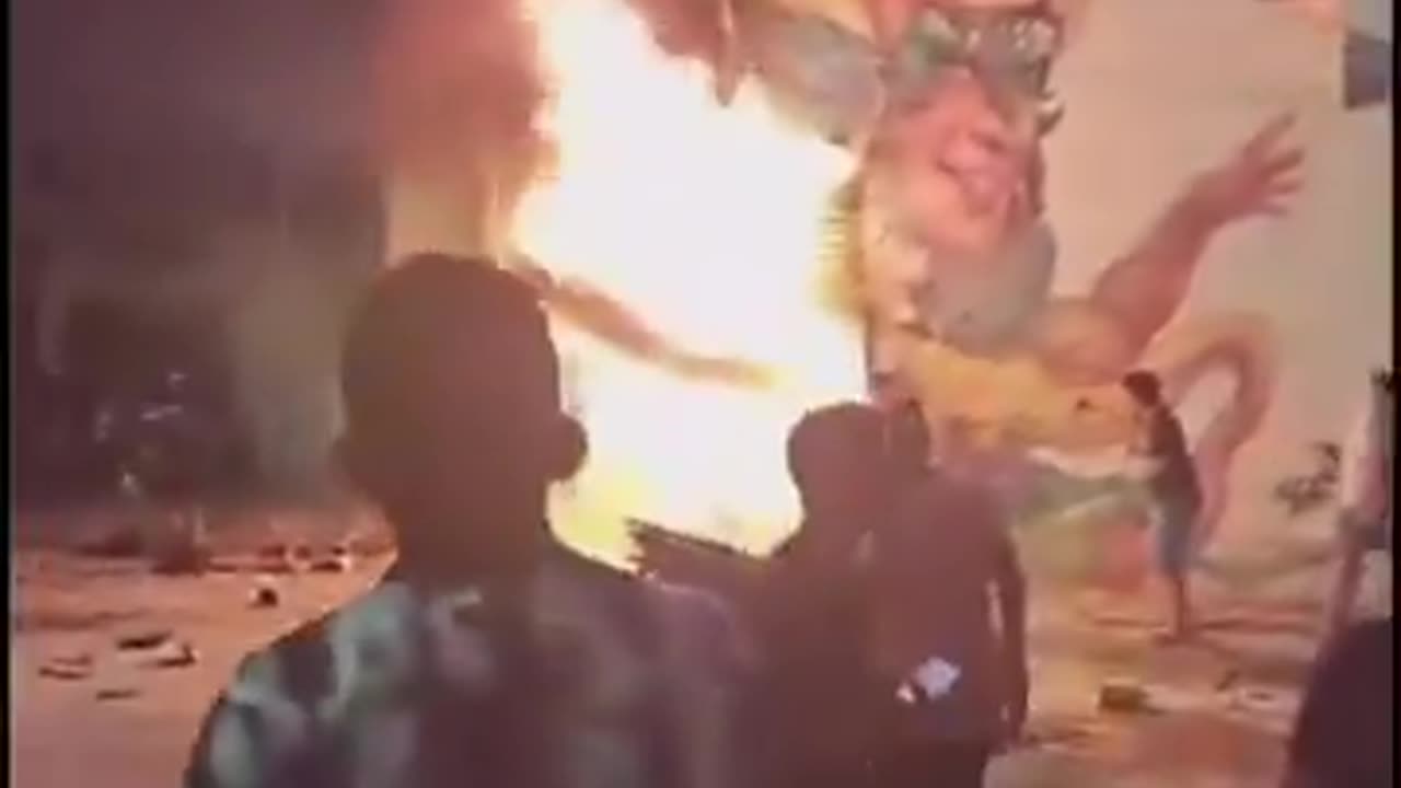 Several structures on fire, homes damaged after a motorcycle loaded with explosives