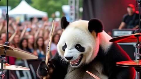 PANDA PLAYS THE DRUMS