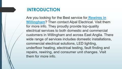 Best service for Rewires in Willingham