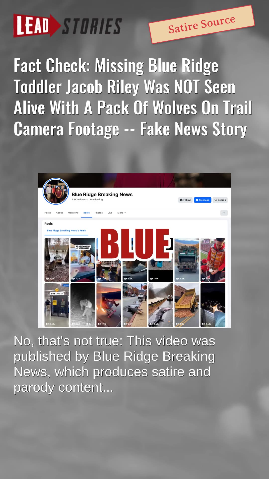 Fact Check: Missing Blue Ridge Toddler Jacob Riley NOT Seen With Pack Of Wolves On Trail Camera