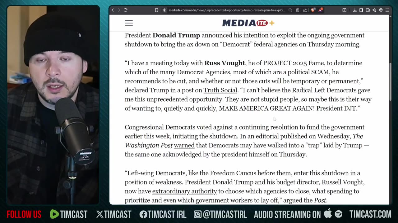 Democrats TRAPPED, Trump To CUT Democrat Agencies Amid Shutdown | Tim Pool