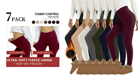 7 Pack Women's Fleece-Lined Thermal Leggings