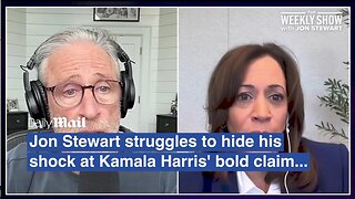 Jon Stewart struggles to hide shock at Kamala Harris's outrageous Biden claim