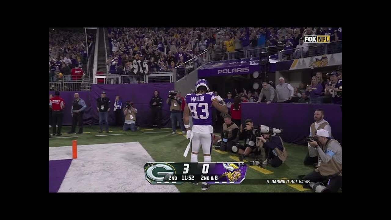 Darnold's 31-yard TD launch to Nailor get Vikings on board vs. Pack