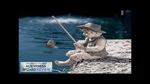 Garden Statue Gone Fishing Boy Yard Ornaments Resin Fisherman Funny Lawn Sculpture Review