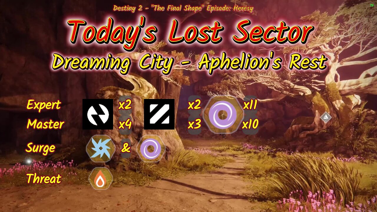 Destiny 2: 2-26-25 Aphelion's Rest is the Lost Sector. Arc/Void Surge.