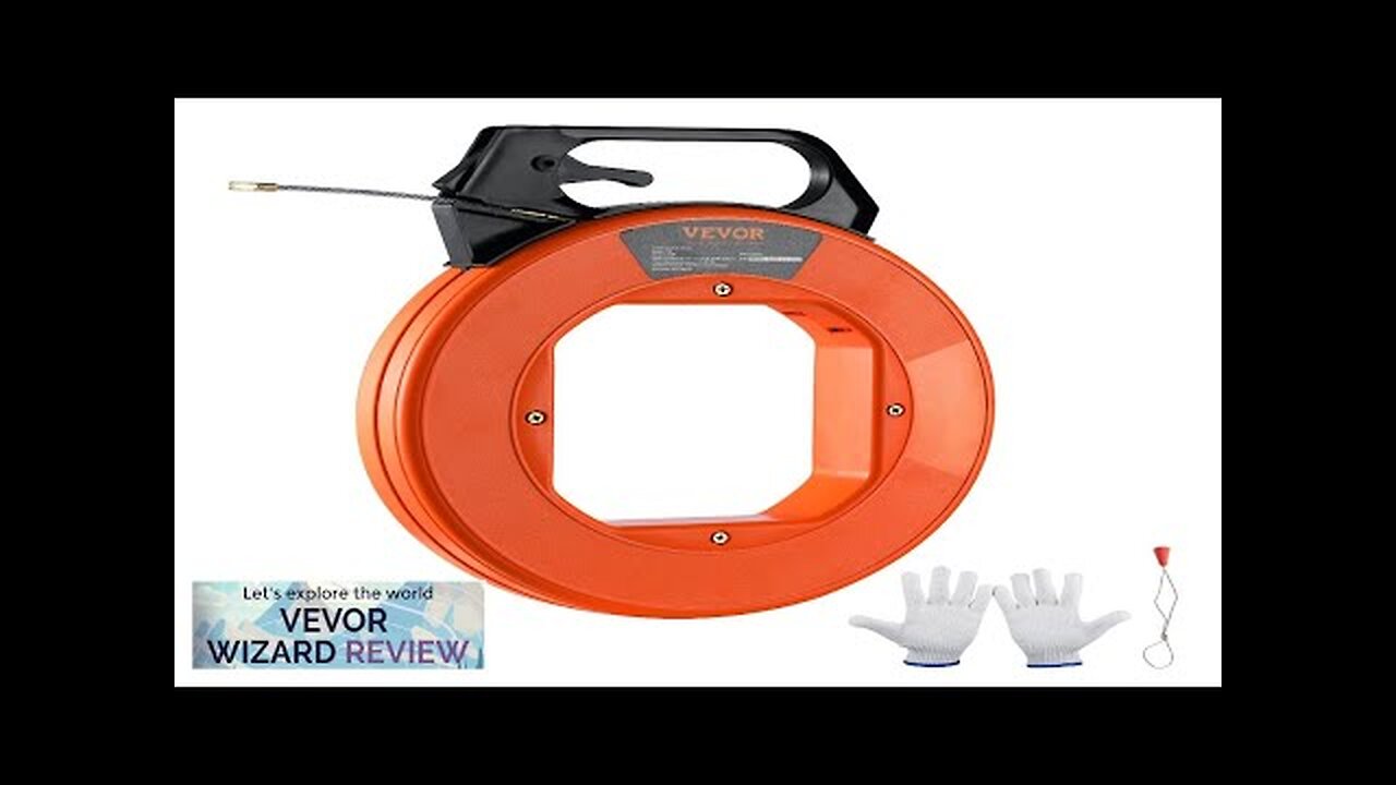 VEVOR Fish Tape – 125-Foot X 3/16" PET Wire Puller, Non-Conductive, Impact-Resistant Housing, Easy Cable Fishing For Conduit And Walls