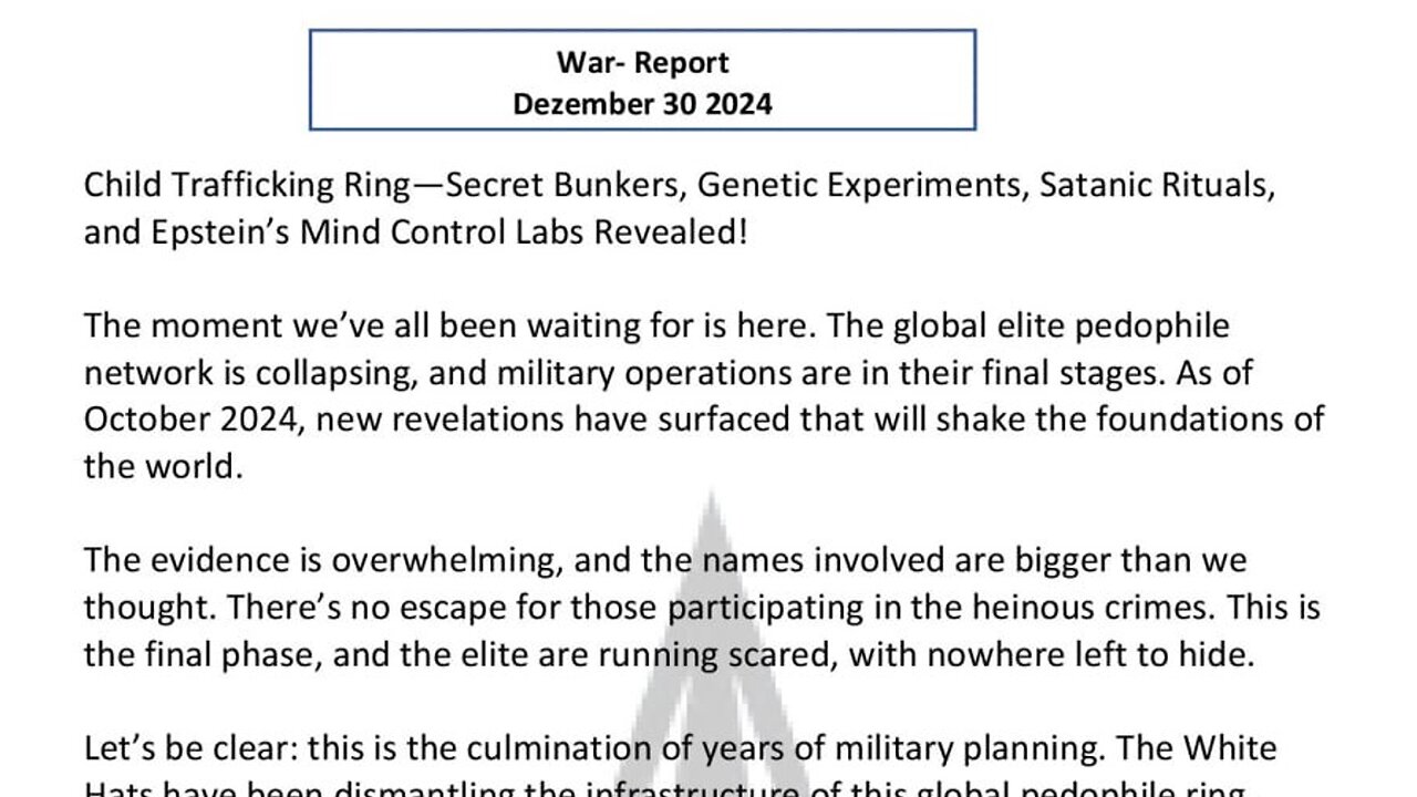 WAR REPORT - DEZEMBER 30 2024 - EPSTEIN'S MIND CONTROL LABS REVEALED