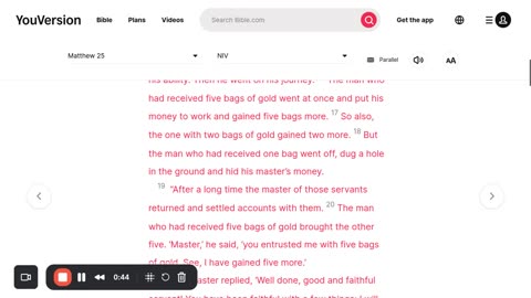 Matthew 25 the Parable of the Bags of Gold