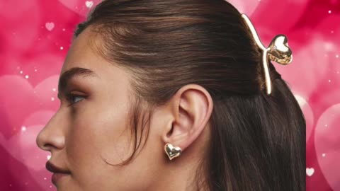Puffed Heart Hair Clip and Earring Set