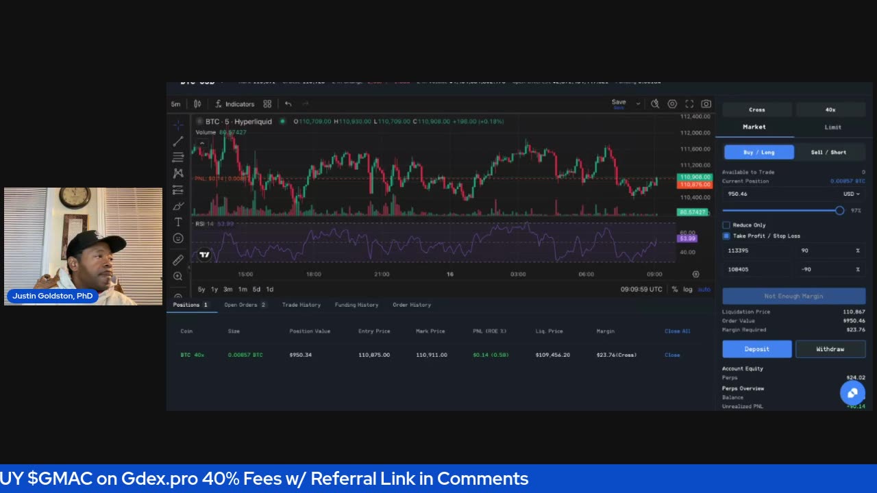 40% Fees on Gdex.Pro w/ Referral Link Below #Crypto Market Scan w/ Dr. Justin Goldston