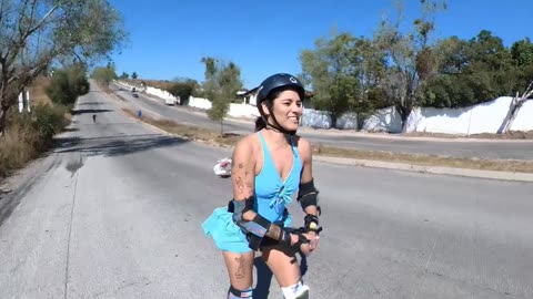 Downhill Inline Skater Falls Forward