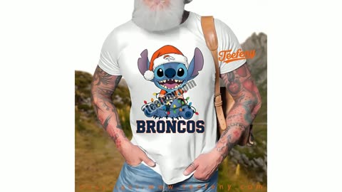 Denver Broncos Christmas Stitch Lights Holiday Shirt Unisex