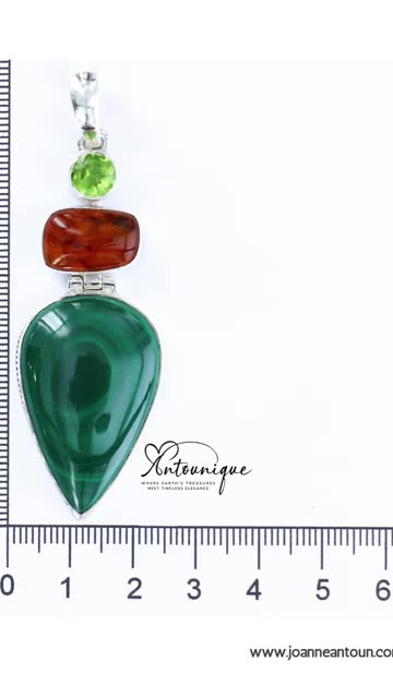 Step into Radiance, Grounded in Earth’s Wisdom: Malachite, Amber, Peridot Pendant