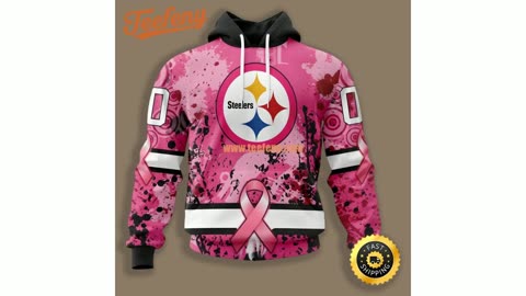 Pittsburgh Steelers Breast Cancer 3D Hoodie Girls White Pink