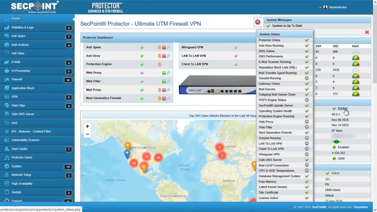 SecPoint® Protector V68 – System Status Improvements