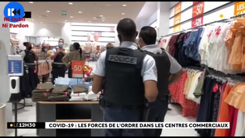 Contrôle de police dans une grande surface du port du masque