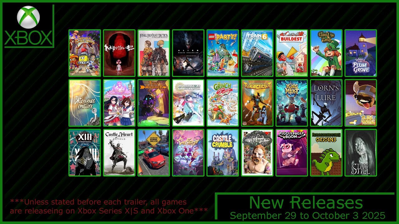 New Xbox Games for September 29 to October 3 2025