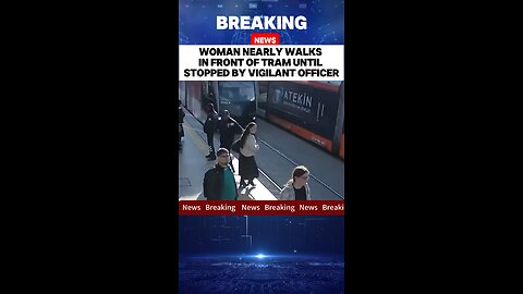 Hero Officer Saves Woman from Oncoming Tram 🚨