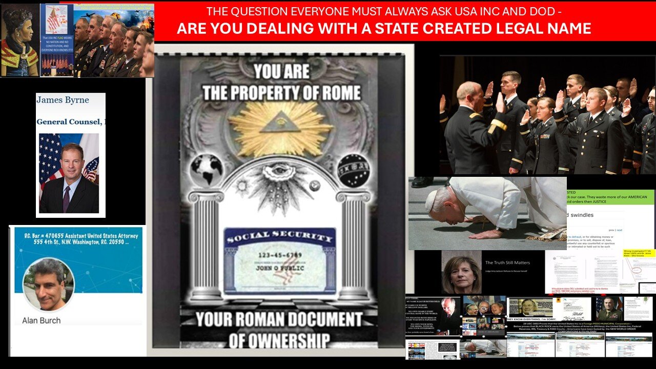 THE QUESTION YOU MUST ALWAYS ASK USA INC AND DOD - ARE YOU DEALING W/A STATE CREATED LEGAL NAME