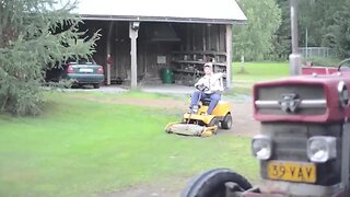 When a dude with an accordion rolls up on a lawnmower, you know it’s about to get real.