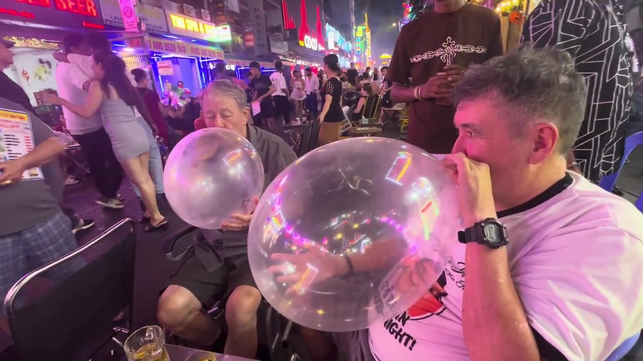 81-Year-Old Grandpa Tries Laughing Gas on Bui Vien Street! 😂🎉 | Vietnam Nightlife Fun