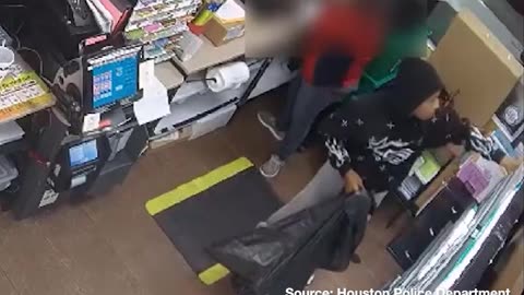 Trash Bag Robber Stopped by Store Clerk Showing Handgun
