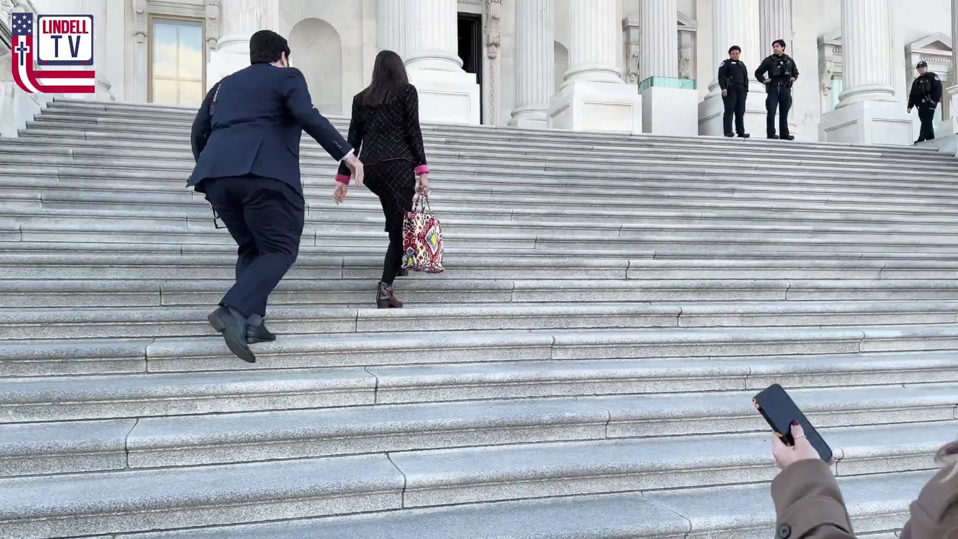 Reporter confronts Rep. Teresa Fernández on the Capitol steps: