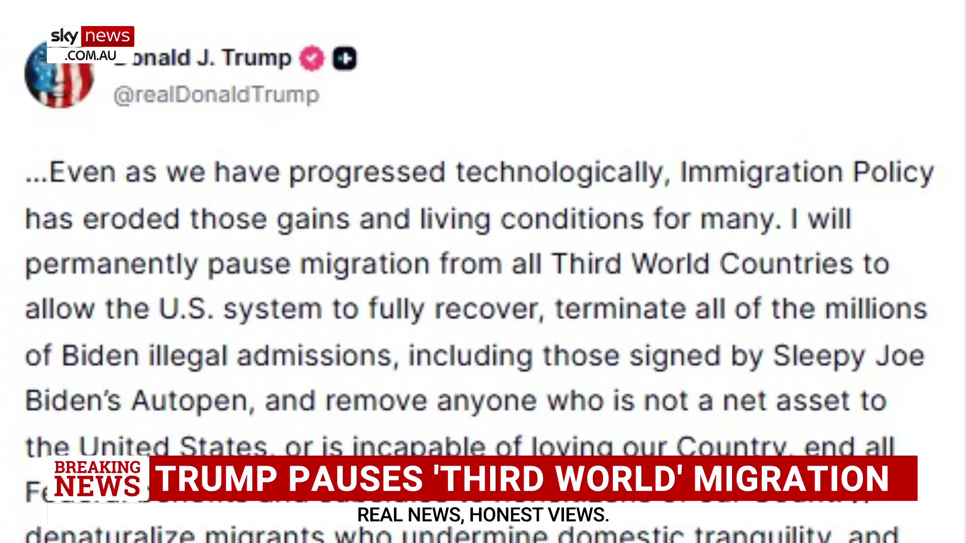 POTUS will permanently pause Immigration from all Third World Countries