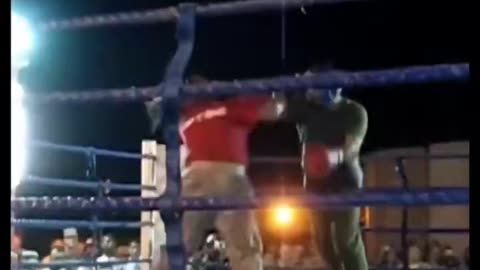 Woman Army soldier challenges any man Marine soldier to a boxing match
