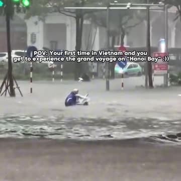 Horrific flooding after the storm in Hanoi