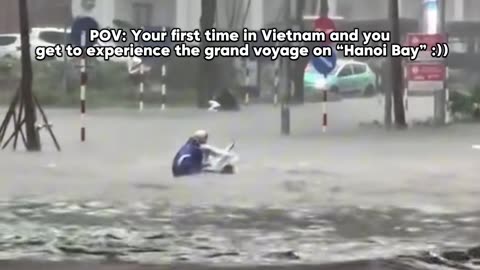 Horrific flooding after the storm in Hanoi
