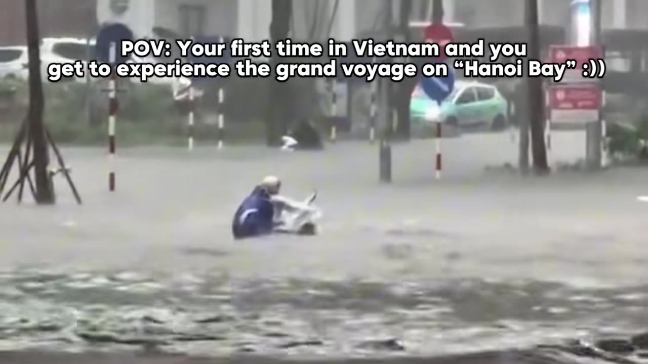 Horrific flooding after the storm in Hanoi