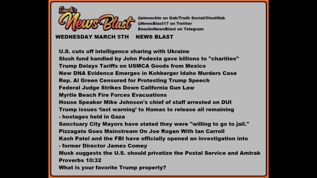 Wednesday, March 5, 2025 News Blast