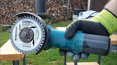 Cutting Wood with a Makita Angle Grinder and Saw Blade"