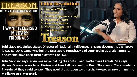 Tulsi Gabbard, United States Director of National Intelligence, releases documents that prove it was Barack Obama who led the Russiagate conspiracy and coup against Donald Trump… documents have been turned over to the DOJ.