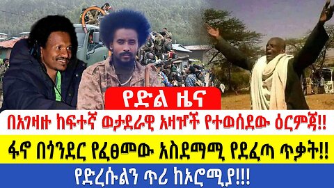 የድል ዜና በአገዛዙ ከፍተኛ ወታደራዊ አዛዦች የተወሰደው ዕርምጃ!! ፋኖ በጎንደር የፈፀመው አስደማሚ የደፈጣ ጥቃት!! የድረሱልን ጥሪ ከኦሮሚያ!!!