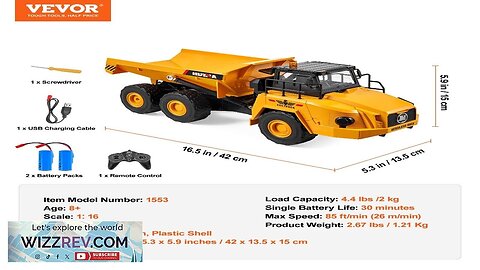 RC Remote Control Dump Truck Toy Construction Vehicle Toy 11CH 1:16 Scale Review