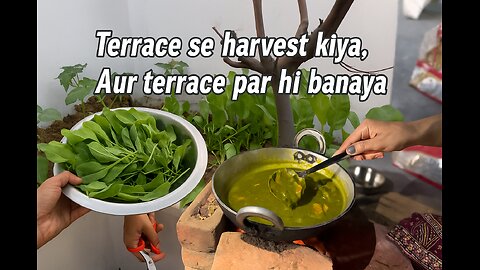 Cooking Palak Paneer on a Jugaad Stove Using Fresh Terrace Spinach