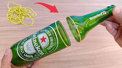 I never thought cutting a glass bottle with a rubber band would be so easy - Amazing.