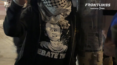 Antifa Militant At Portland ICE Building With Keffiyeh, T-Shirt Mocking Charlie Kirk's Assassination