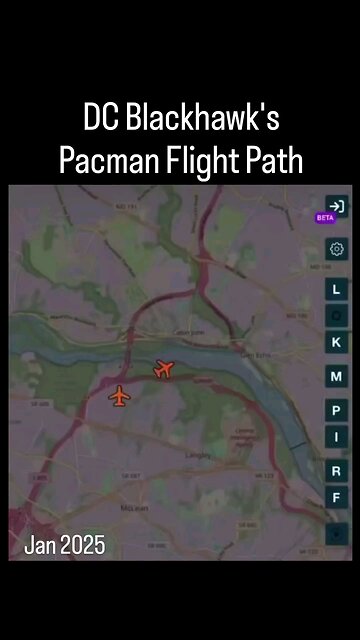 DC Blackhawk's Pacman Flight Path Jan 2025