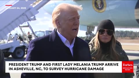 President Trump Takes Multiple Questions From Press Upon Arrival To North Carolina