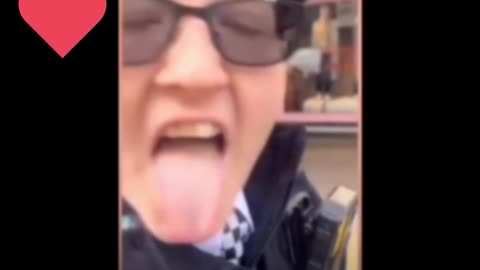 Tongue Fetish, hot red head, hot ginger shows tongue in street, sexy police woman