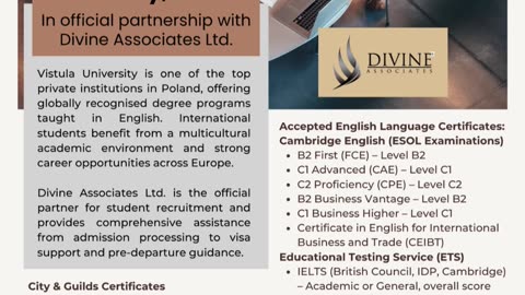 Vistula University Poland – Your Global Future with Divine Associates Ltd