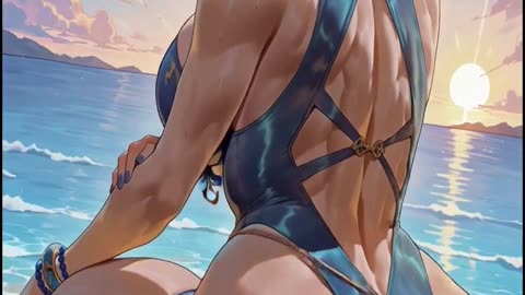 Chun-Li - Spicy Summer Outfit Beach 2D Animation #shorts #chunli #sf6 #anime
