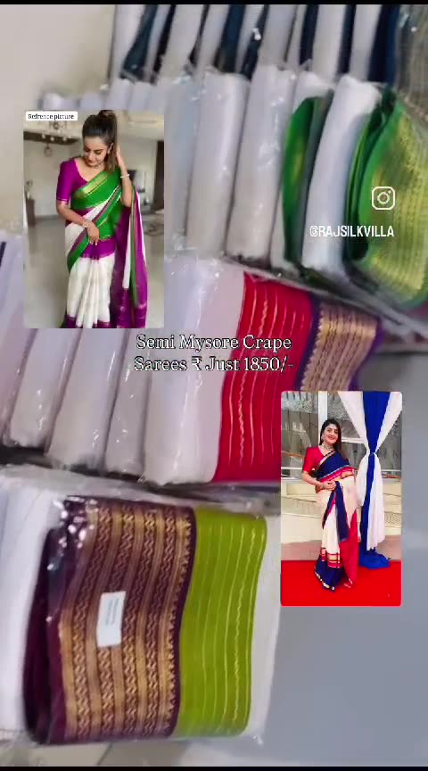 Semi Mysore Crape Sarees at Rajsilkvilla
